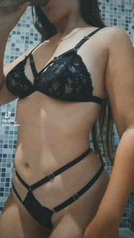 cute food fetish kinky lingerie tits gif