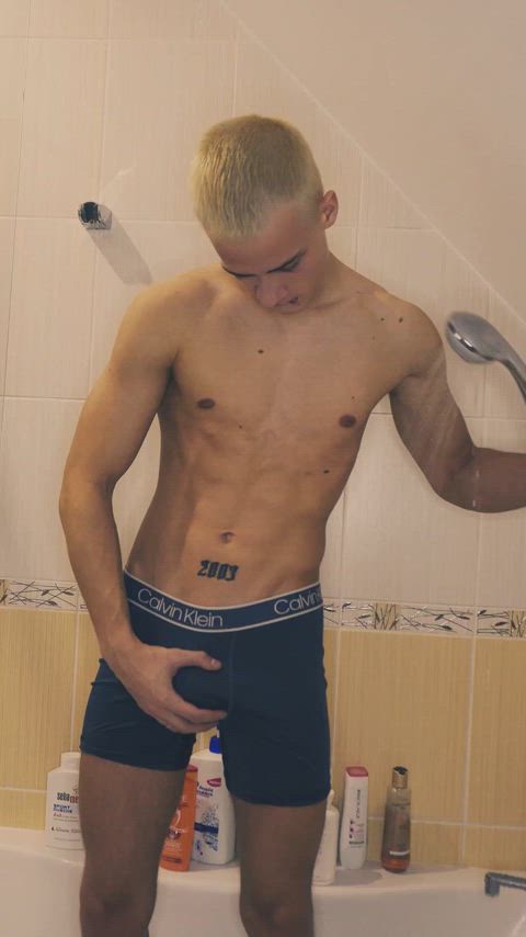 jock muscles shower teen gif