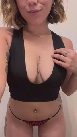 Nipples Pierced Tattoo Tease Tits gif
