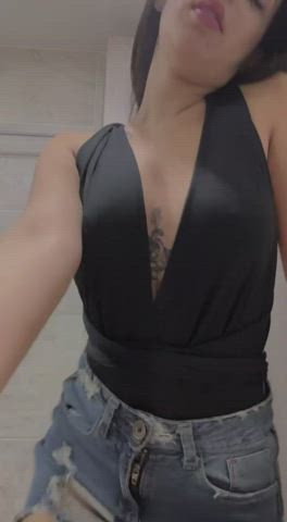 asian boobs tease gif