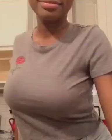 bouncing tits clothed ebony gif