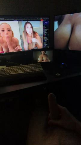 big dick edging split screen porn gif
