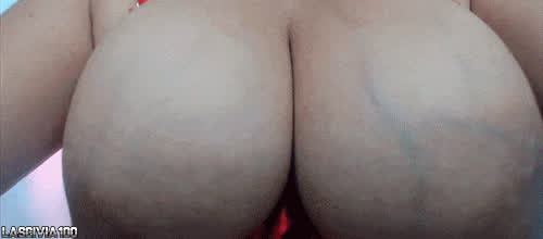 Bouncing Tits Cam Huge Tits Jiggling Latina MILF Milking Webcam gif
