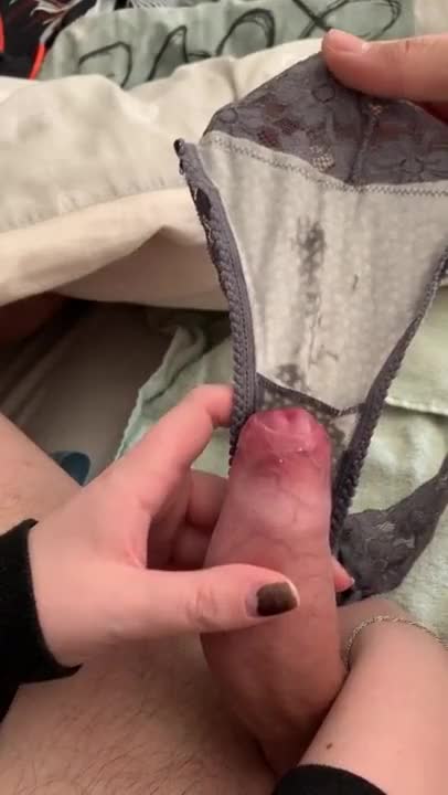 She makes him cum in her panties