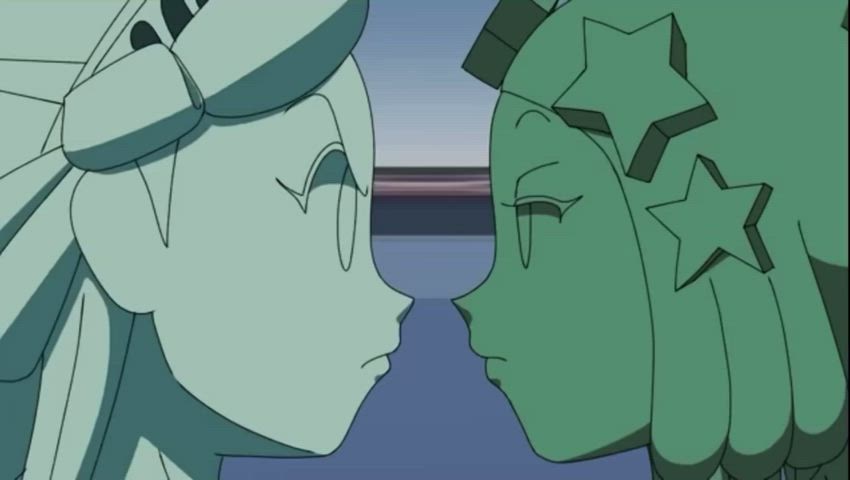 hentai kissing lesbian tongue fetish yuri gif