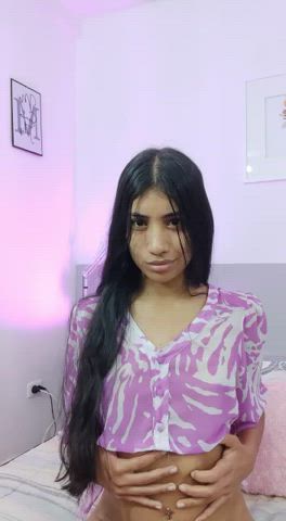 dildo latina masturbating natural tits nipples skinny gif