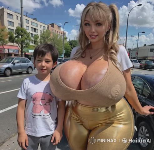 ai generated bimbo huge tits gif