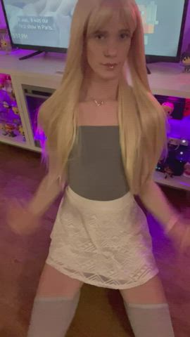 skirt tease trans woman gif