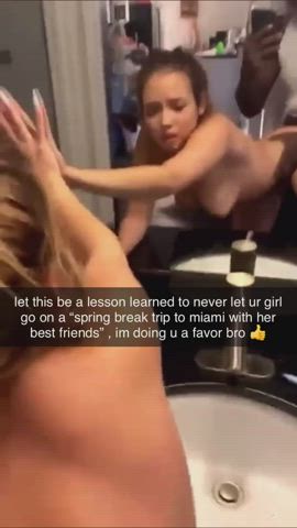 BBC Bathroom Bull Caption Cheating Doggystyle Interracial Mirror White Girl gif