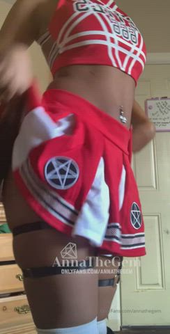 Cheerleader Cosplay Costume Ebony OnlyFans Twerking gif