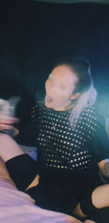Clothed Pale Small Tits Smoking gif