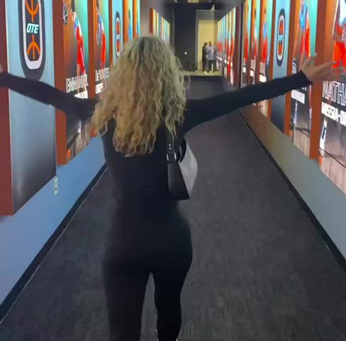 ass blonde leggings gif