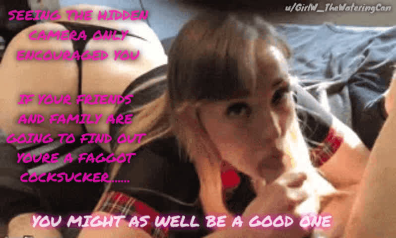 blowjob exposed humiliation sissy trans sissycaption gif