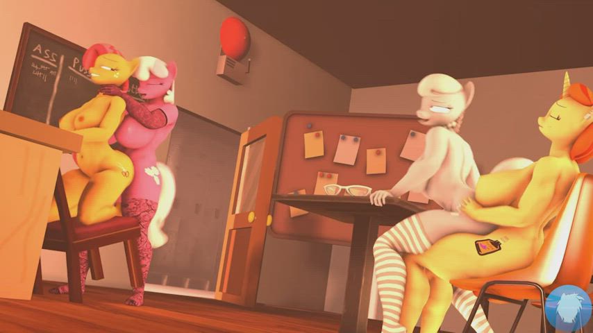 animation classroom ejaculation futanari riding sfm stockings student teacher gif