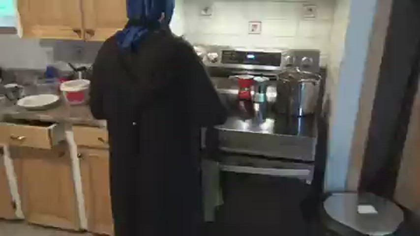 amateur arab big ass big tits couple hijab kitchen milf wife gif