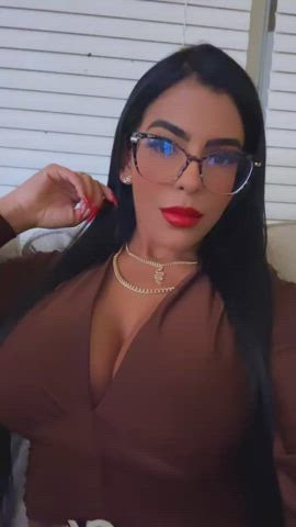 big tits glasses teen gif