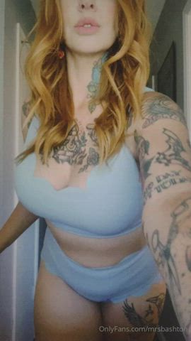 big tits redhead solo tattoo gif