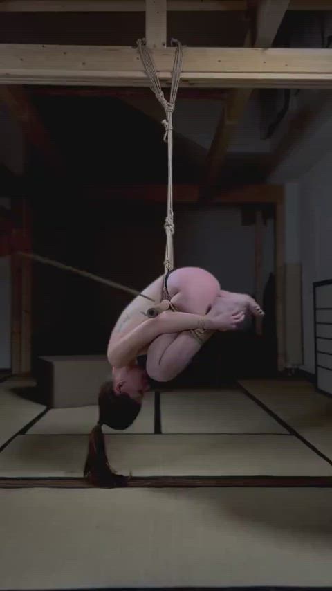 Ball tied around a bamboo pole and suspended