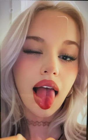 blonde cum cumshot facial tongue fetish tribute gif