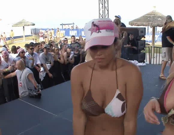 bikini boobs coeds flashing natural tits public spring break tits titty drop gif