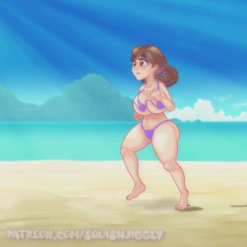 Animation Anime Big Tits Bikini Boobs Bouncing Tits Cartoon Hentai Micro Bikini gif