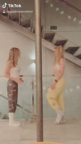 Blonde Dancing Pole Dance gif
