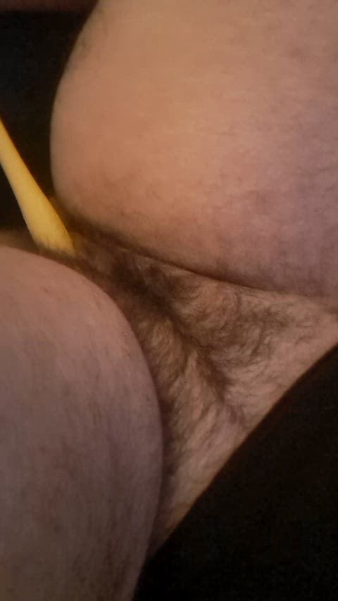 chubby ftm hairy hairy ass hairy pussy masturbating object insertion trans man wet