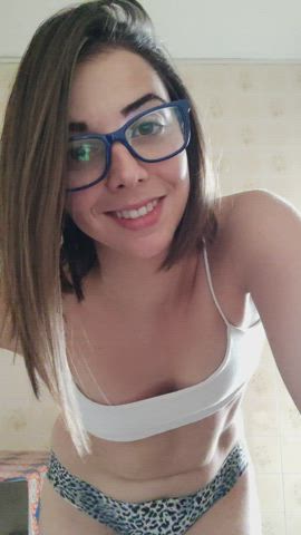 brazilian glasses latina short hair small tits legal-teens gif