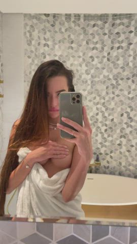 bathroom brunette naked onlyfans gif