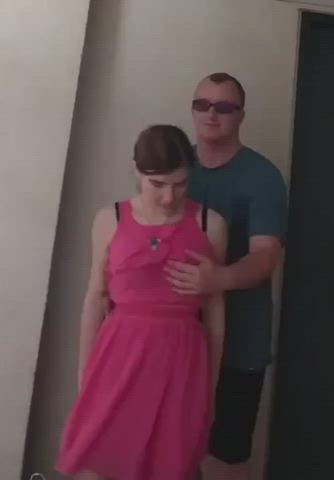 Groping Pink Skirt Teen gif