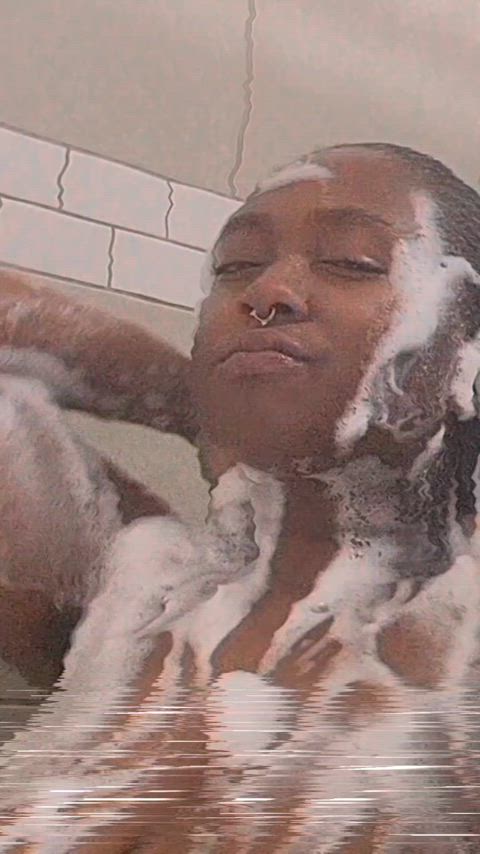 amateur big tits black boobs ebony shower soapy gif