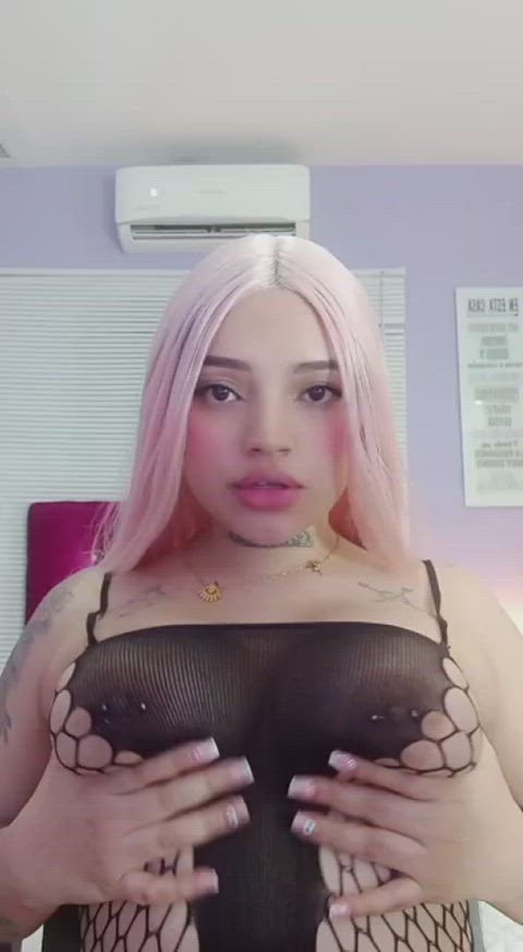 big tits huge tits natural tits nipple piercing piercing sensual tits gif