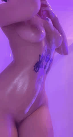 Body NSFW Nude OnlyFans Shower Soapy Solo Tattoo Tits Uncensored Wet White Girl gif