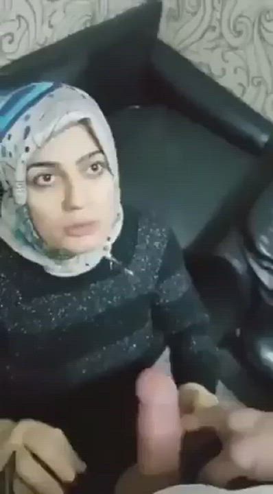 Lick the balls you slutty hijab