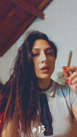 Do you enjoy to watch this kinky Latina smoking??