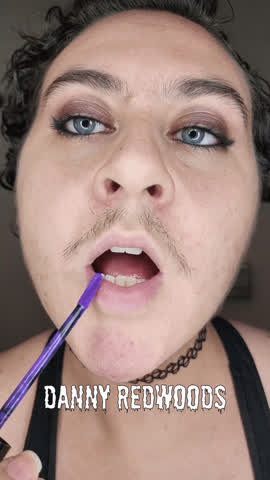 alt blue eyes ftm femboy feminization hairy lips lipstick lipstick fetish mustache