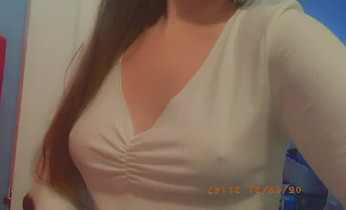 Brunette Fake Tits Flashing gif