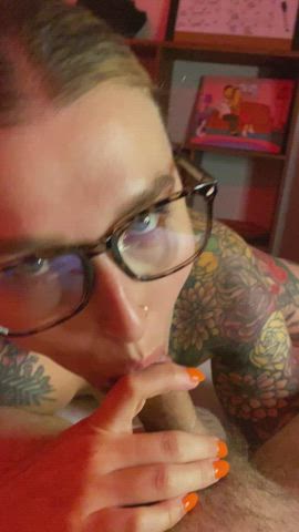 Blowjob Glasses Pawg Sucking Tattoo Thick gif