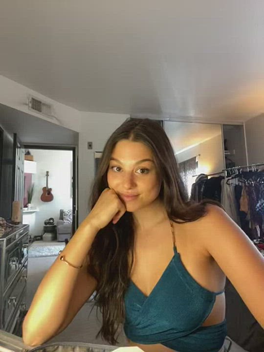 Brunette Kira Kosarin Selfie gif