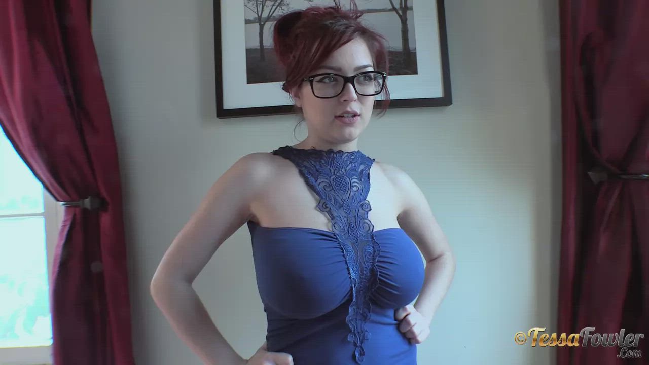 Big Tits Busty Glasses Model Tease Tessa Fowler Titty Drop gif