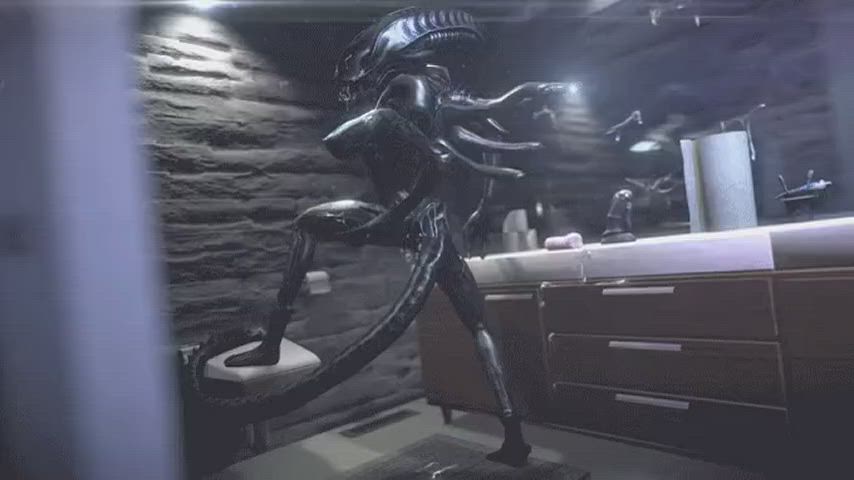 Spying on an xenomorph dripping (dragon-v0942)