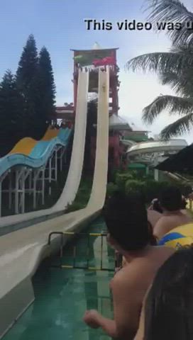 tits out on the water slide