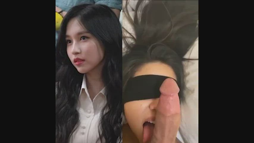 Asian Blindfolded Blowjob gif