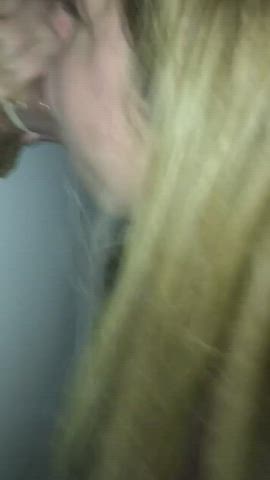 blonde blowjob condom cum in mouth cumshot facial freeuse glory hole stranger gif
