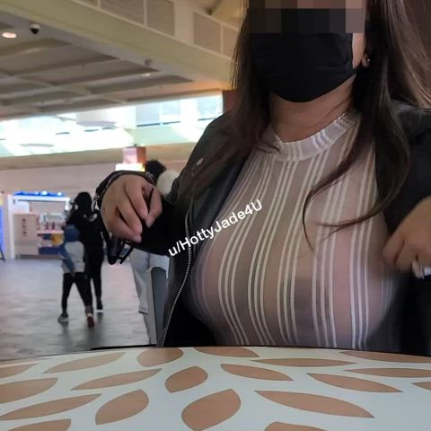 My big brown boobs at the food court