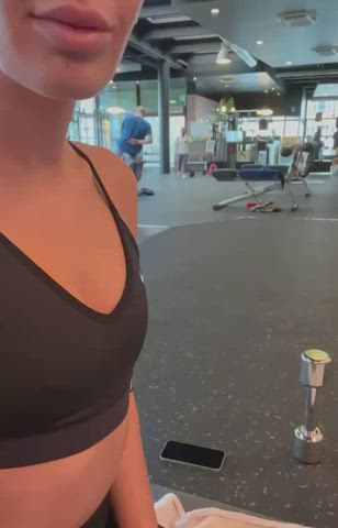 big tits boobs busty flashing gym natural tits public tits titty drop gif