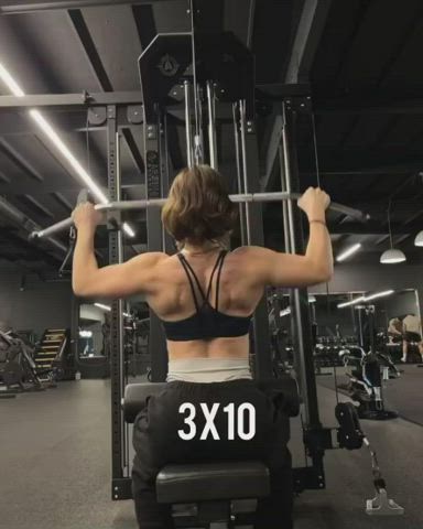 brunette fitness glasses gym muscles muscular girl nerd short hair workout gif