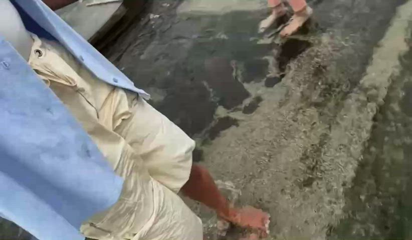 Beautiful Sydney dipping her feet in the river