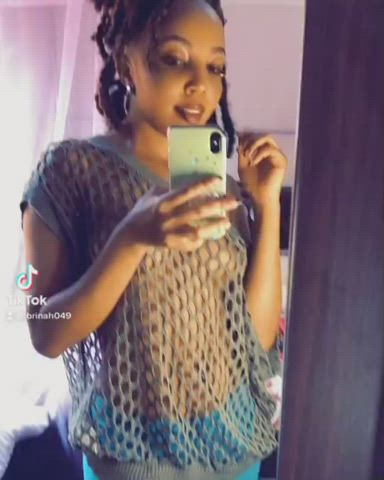 Ebony Mirror See Through Clothing TikTok gif