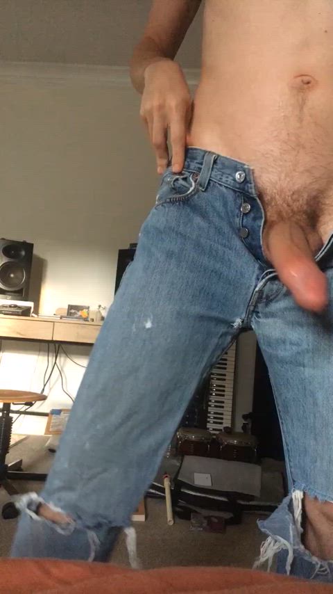 cock jeans tease gif